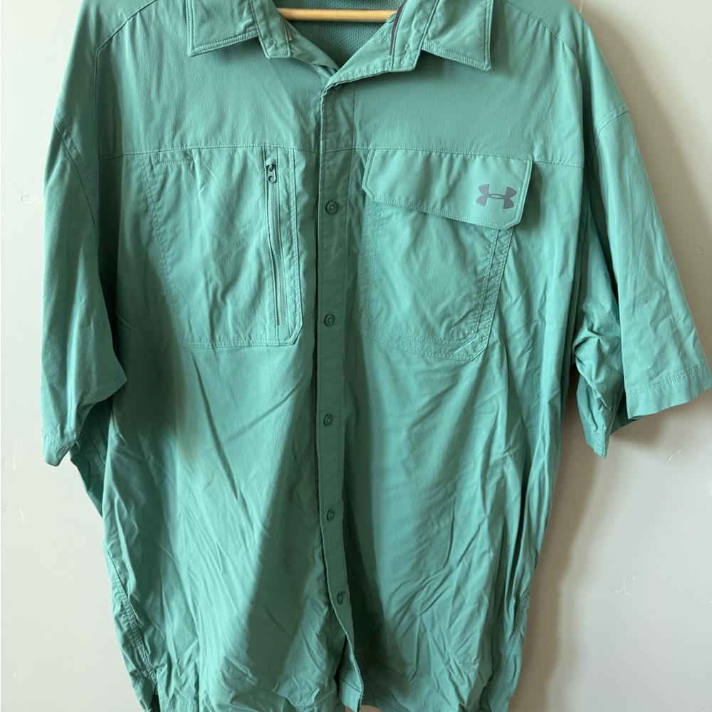 Under Armour Men's Short Sleeve Button Shirt Mint